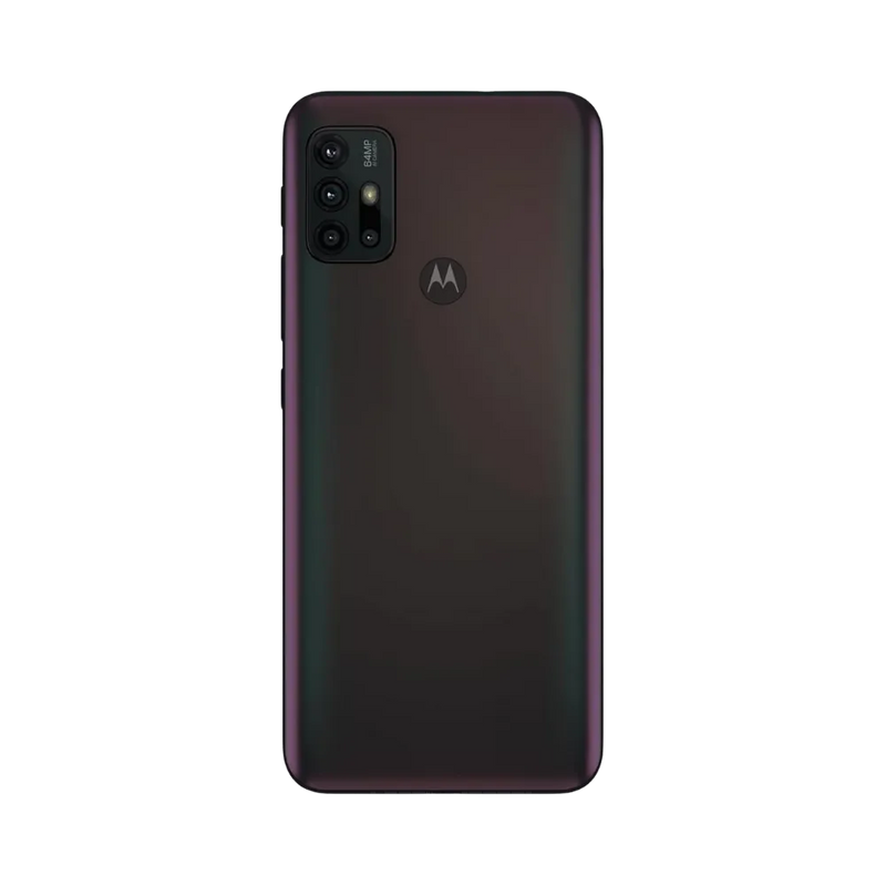Remplacement vitre arrière Motorola G30 à Lyon – iTelier. Vue arrière complète avec triple caméra, illustrant la réparation du dos fissuré ou rayé. Diagnostic offert, pièces garanties et réparation en boutique Lyon 6 ou par correspondance.