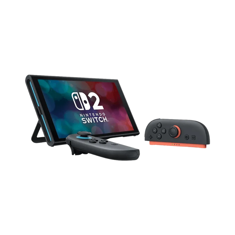 Nintendo Switch 2 posée sur support avec manette – Réparation haut-parleur, carte mère ou Joy-Con chez iTelier Lyon avec service premium.