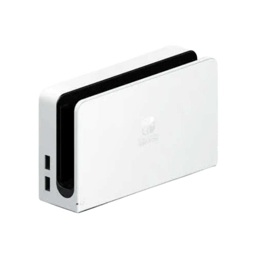 Dock Nintendo Switch OLED blanc – Réparation connecteur HDMI ou USB-C chez iTelier Lyon, service fiable et rapide avec pièces testées.
