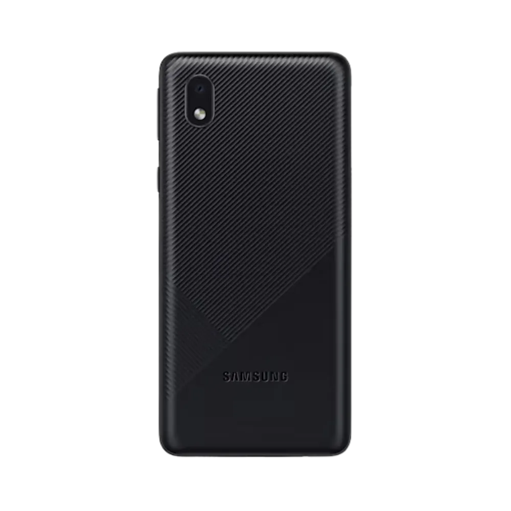 Dos texturé noir Samsung Galaxy A01 Core – remplacement vitre arrière brisée et réparations certifiées avec iTelier Lyon – solutions économiques et écologiques disponibles à Lyon et en France entière.