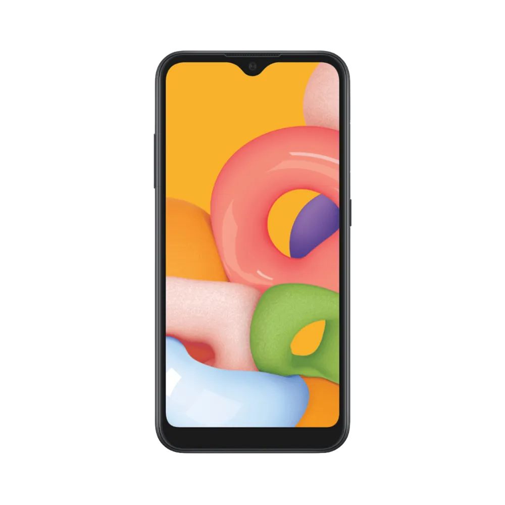 Samsung Galaxy A01 avec fond coloré – réparation smartphone complète (écran fissuré, batterie faible, caméra) avec iTelier Lyon – réparations rapides, pièces de qualité et envoi sécurisé disponible partout en France.