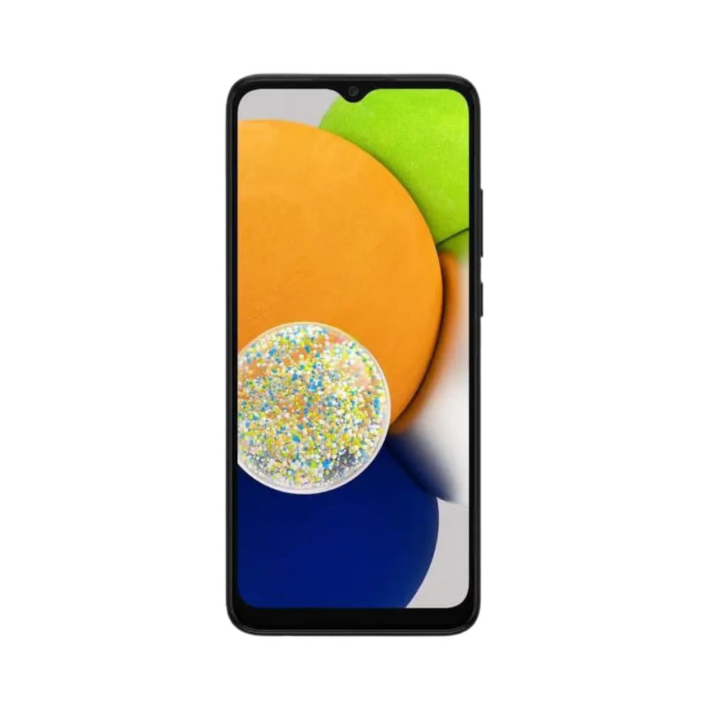 Samsung Galaxy A03 avec fond coloré – réparation smartphone complète (écran fissuré, batterie faible, caméra) avec iTelier Lyon – réparations rapides, service local et expédition nationale avec suivi sécurisé.