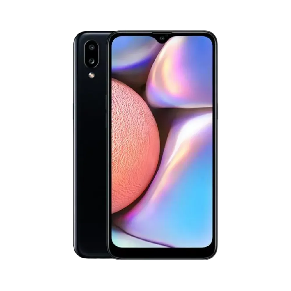 Samsung Galaxy A10s noir vu de face et de dos – réparation écran LCD, remplacement batterie et vitre arrière avec iTelier Lyon – diagnostic gratuit, service rapide, garantie pièces et main-d’œuvre.