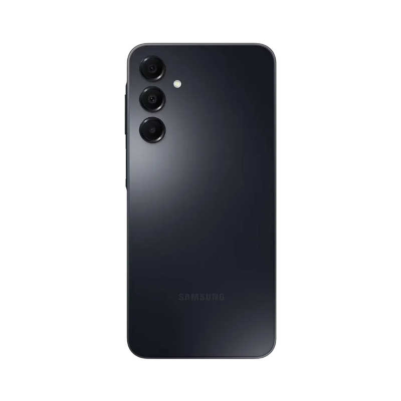 Dos noir Samsung Galaxy A16 4G avec triple caméra – réparation vitre arrière cassée, changement batterie et restauration esthétique par iTelier Lyon – expertise locale, diagnostic gratuit, service garanti 1 an.