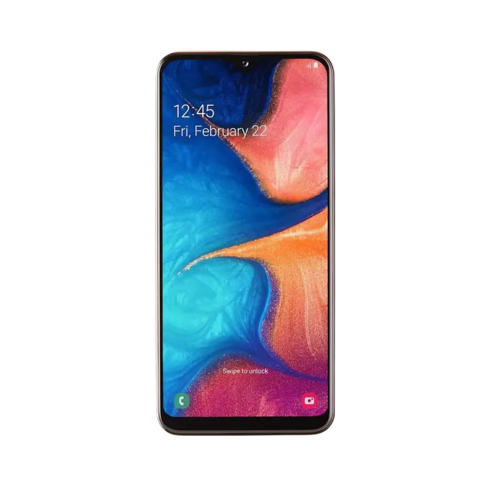 Écran complet Samsung Galaxy A20 affichant interface Android colorée – remplacement écran fissuré ou tactile défectueux par iTelier Lyon – réparation rapide, pièces d’origine garanties 1 an, envoi national sécurisé.