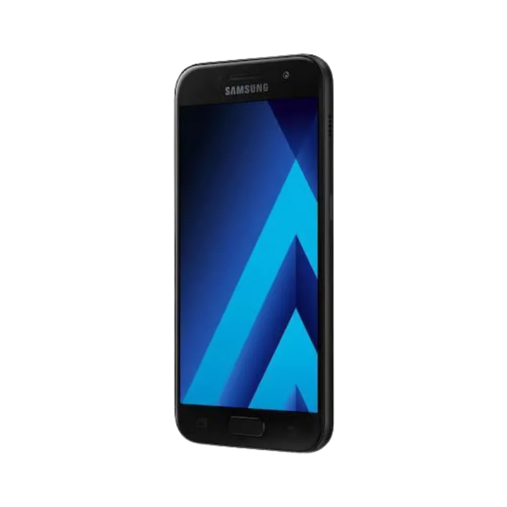 Écran avant Samsung Galaxy A3 2017 affichant fond bleu – remplacement écran cassé, tactile bloqué ou dalle défectueuse par iTelier Lyon – pièces originales garanties 1 an, réparation rapide en atelier spécialisé.