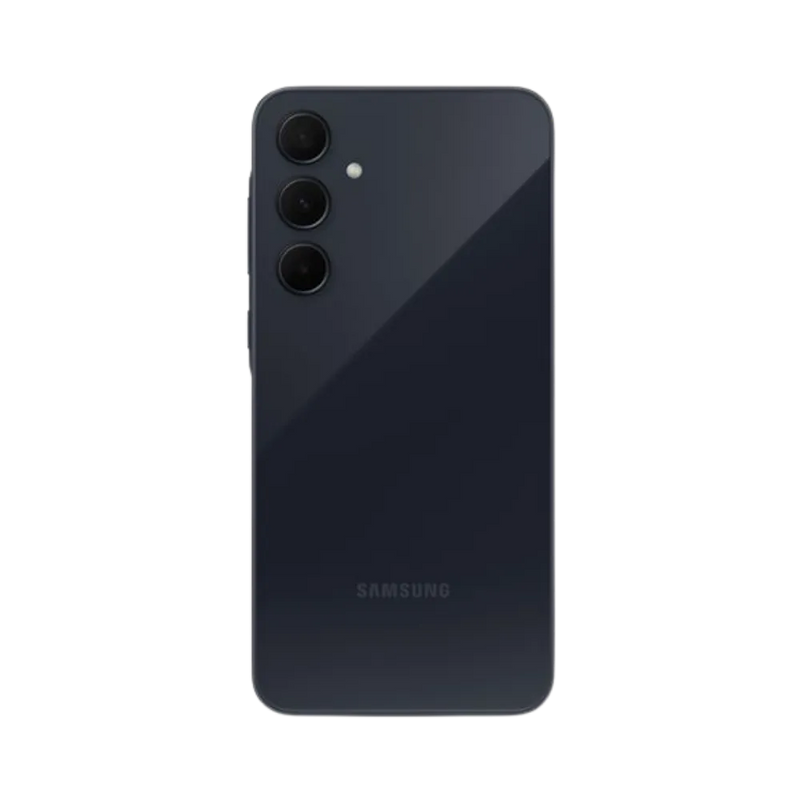 Dos noir Samsung Galaxy A35 5G avec triple caméra – réparation vitre arrière cassée, changement batterie et restauration esthétique par iTelier Lyon – service expert, diagnostic offert, garantie 1 an.