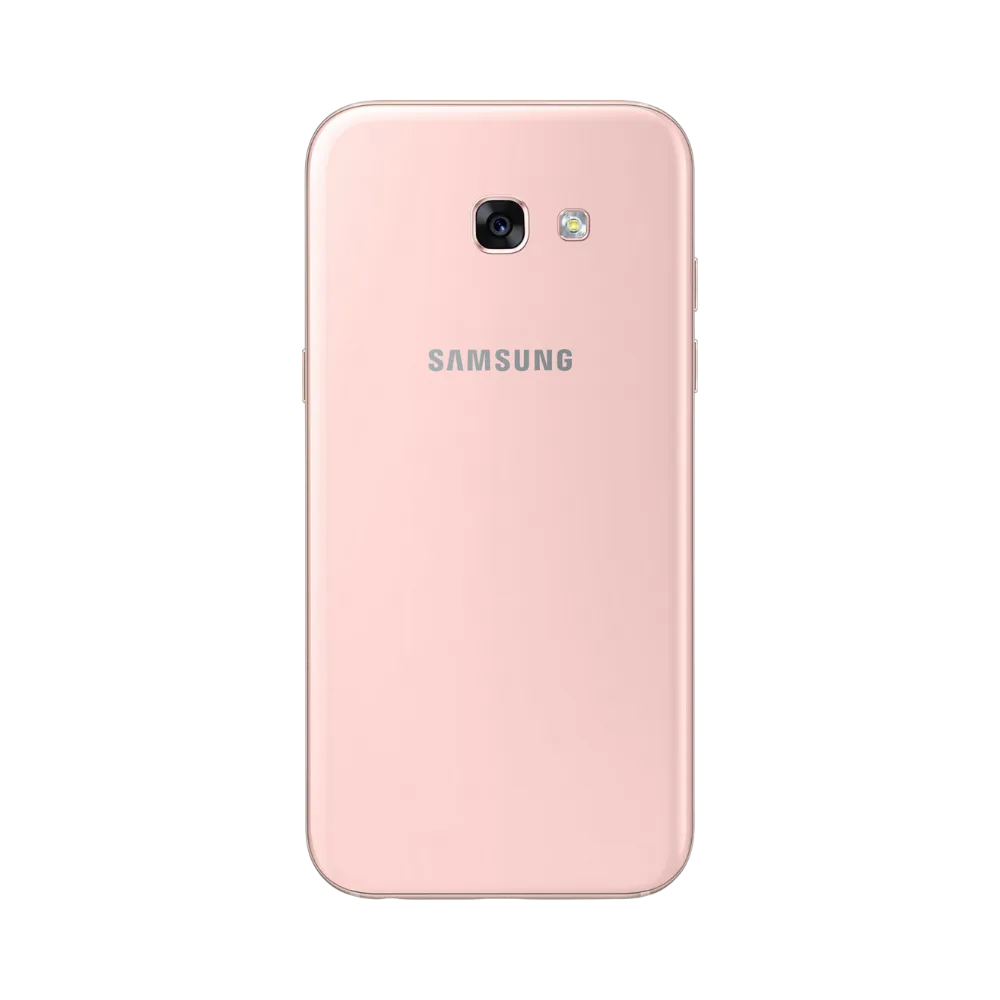 Dos rose Samsung Galaxy A5 2017 avec simple caméra – réparation vitre arrière cassée, changement batterie et restauration esthétique par iTelier Lyon – expertise locale, diagnostic offert, garantie 1 an.