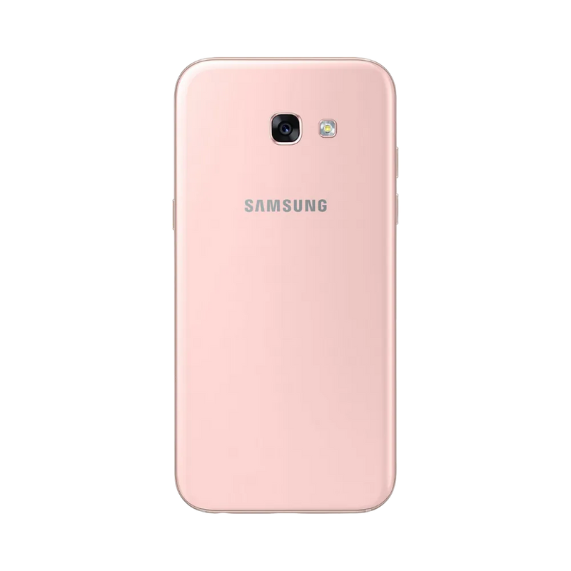 Dos rose Samsung Galaxy A5 2017 avec simple caméra – réparation vitre arrière cassée, changement batterie et restauration esthétique par iTelier Lyon – expertise locale, diagnostic offert, garantie 1 an.