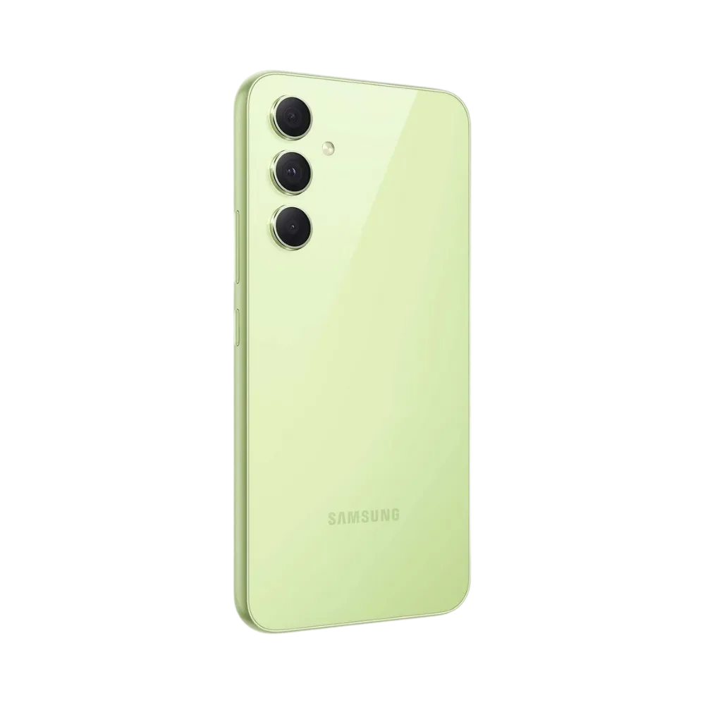 Samsung Galaxy A54 5G vert vu de tranche (profil latéral fin) – réparation connecteur USB-C, micro, haut-parleur et boutons chez iTelier Lyon – diagnostic offert, service rapide, garantie 1 an, envoi national.