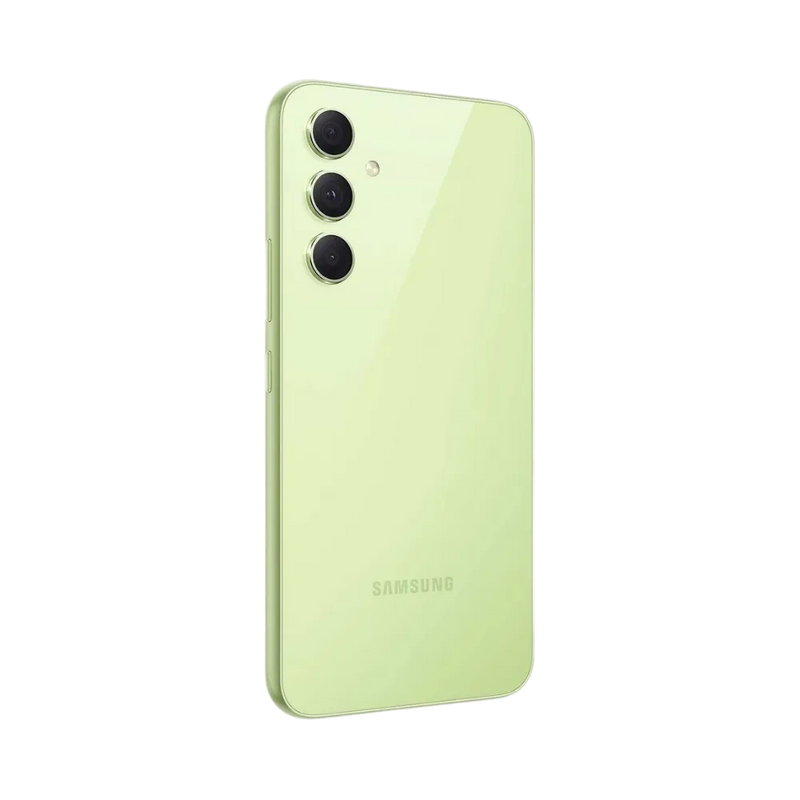 Samsung Galaxy A54 5G vert vu de tranche (profil latéral fin) – réparation connecteur USB-C, micro, haut-parleur et boutons chez iTelier Lyon – diagnostic offert, service rapide, garantie 1 an, envoi national.