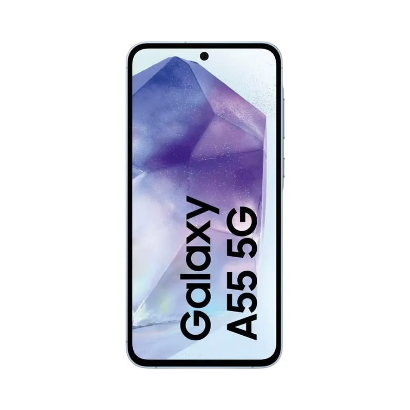 Écran complet Samsung Galaxy A55 5G affichant interface moderne – remplacement écran fissuré ou tactile défectueux par iTelier Lyon – pièces d’origine, réparation rapide, envoi sécurisé partout en France.