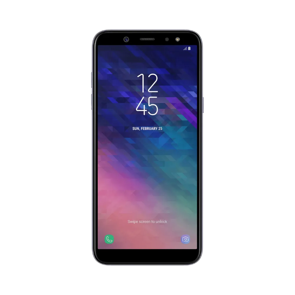 Écran complet Samsung Galaxy A6 2018 affichant interface Android – remplacement écran fissuré ou tactile défectueux par iTelier Lyon – réparation rapide, pièces d’origine garanties 1 an, envoi national sécurisé.