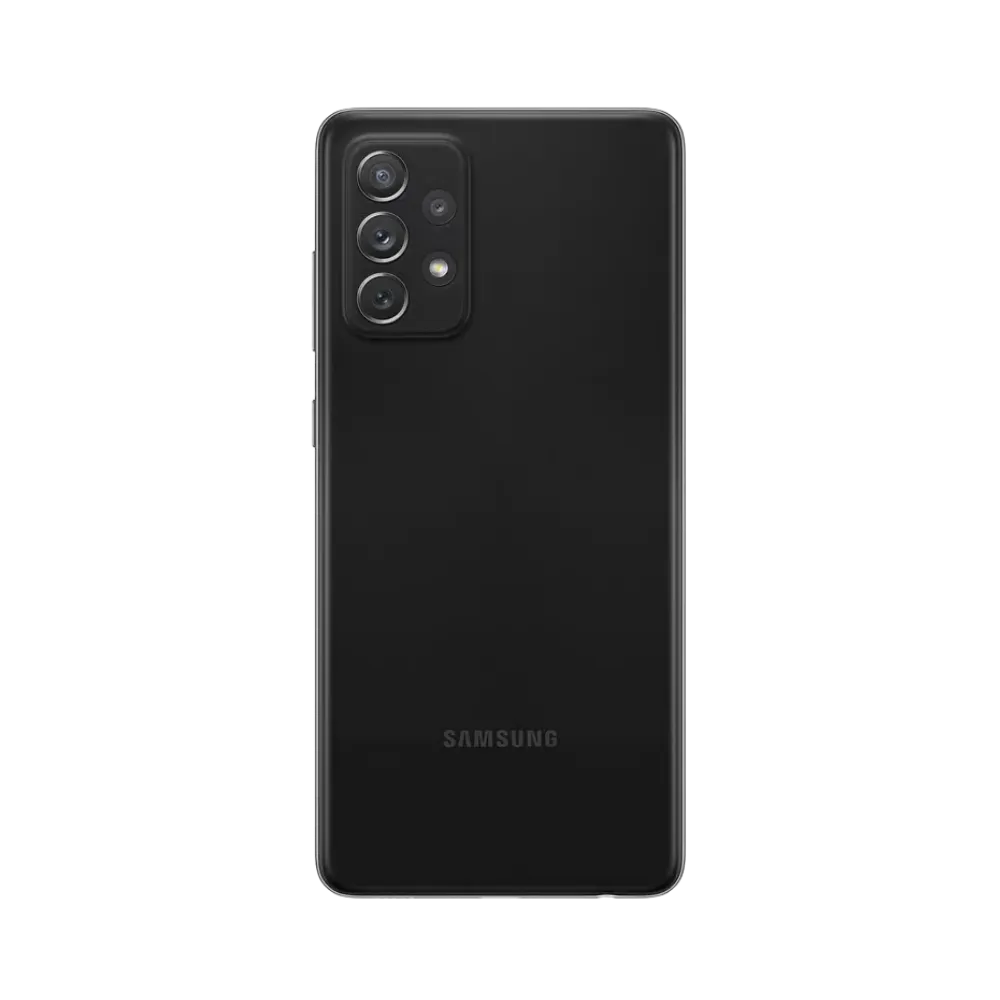 Dos noir du Samsung Galaxy A72 avec triple capteur photo – réparation vitre arrière, changement batterie et restauration complète par iTelier Lyon – expertise locale, garantie pièces et main-d’œuvre.