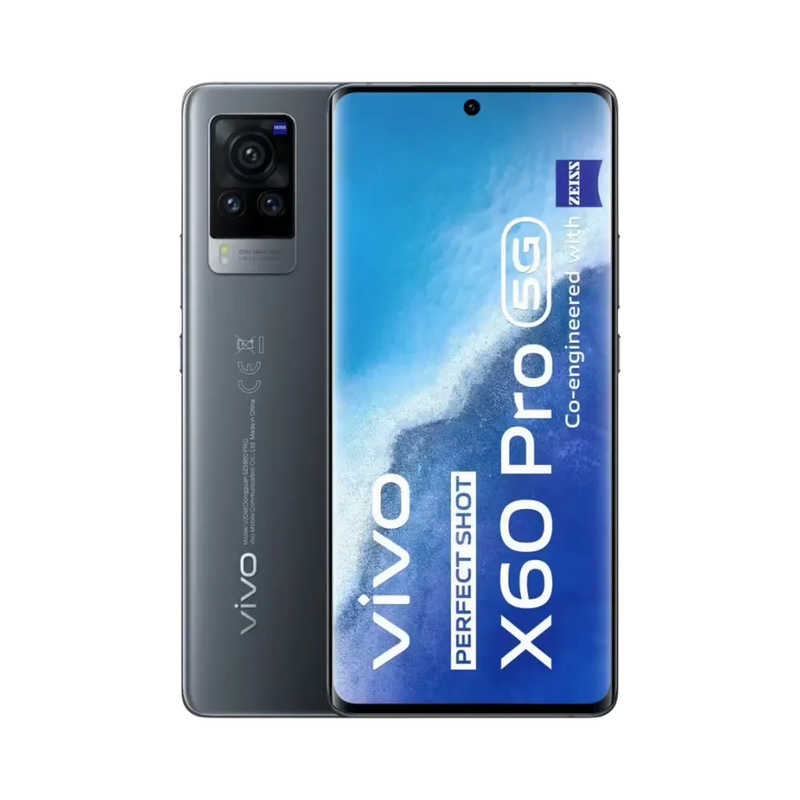 Vivo X60 Pro 5G vu de face et de dos, smartphone premium disponible chez iTelier Lyon pour réparation rapide écran, batterie et connecteur de charge avec pièces garanties et diagnostic offert.