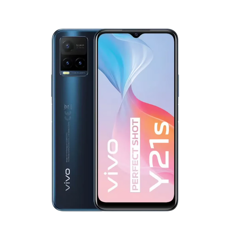 Vivo Y21s présenté de face et de dos, réparation smartphone à iTelier Lyon : remplacement écran, batterie, vitre arrière et connecteur de charge avec garantie 1 an.