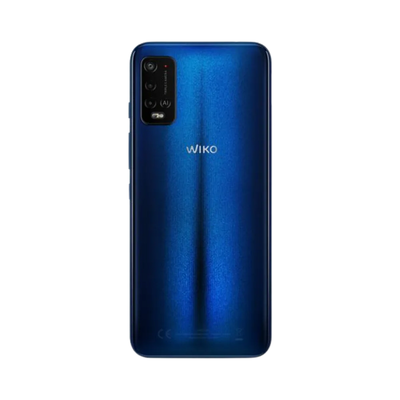 Vue arrière du Wiko Power U20 bleu, réparation batterie ou vitre arrière avec iTelier Lyon, envoi postal sécurisé et garantie pièces et main-d’œuvre.