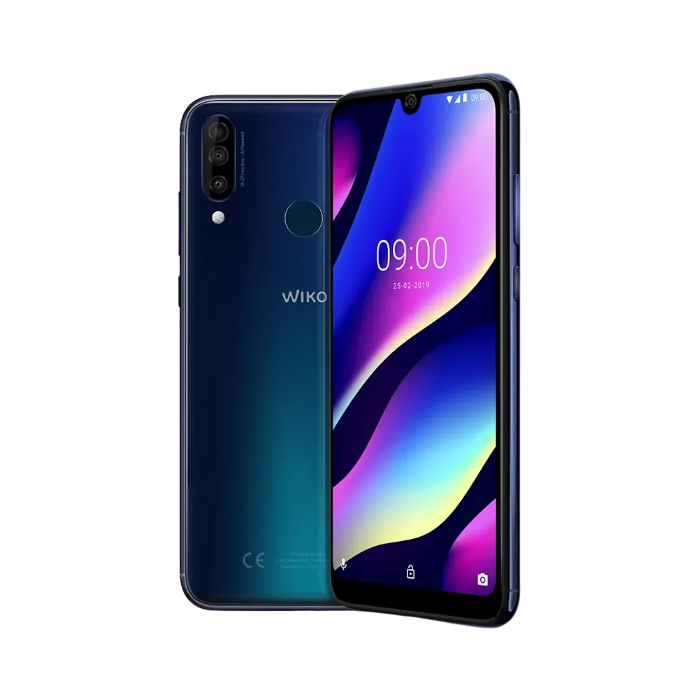 Wiko View 3 bleu vu de face et de dos, réparation écran original et batterie avec iTelier Lyon, service rapide, pièces d’origine garanties, envoi national sécurisé.