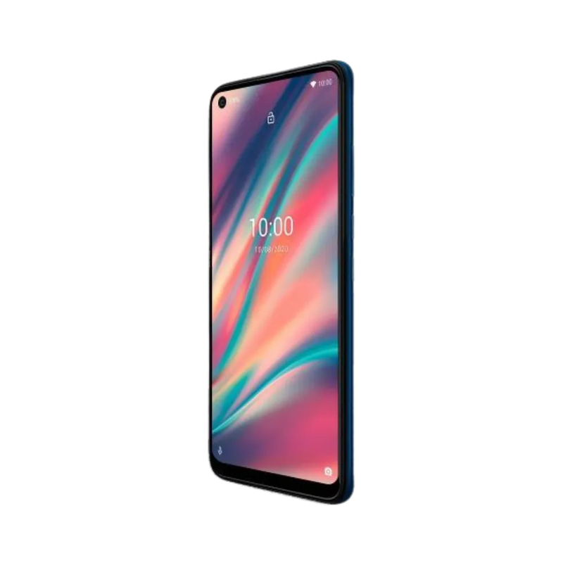 Vue avant du Wiko View 5 bleu foncé, remplacement écran original et diagnostic gratuit chez iTelier Lyon, réparation rapide avec garantie un an.