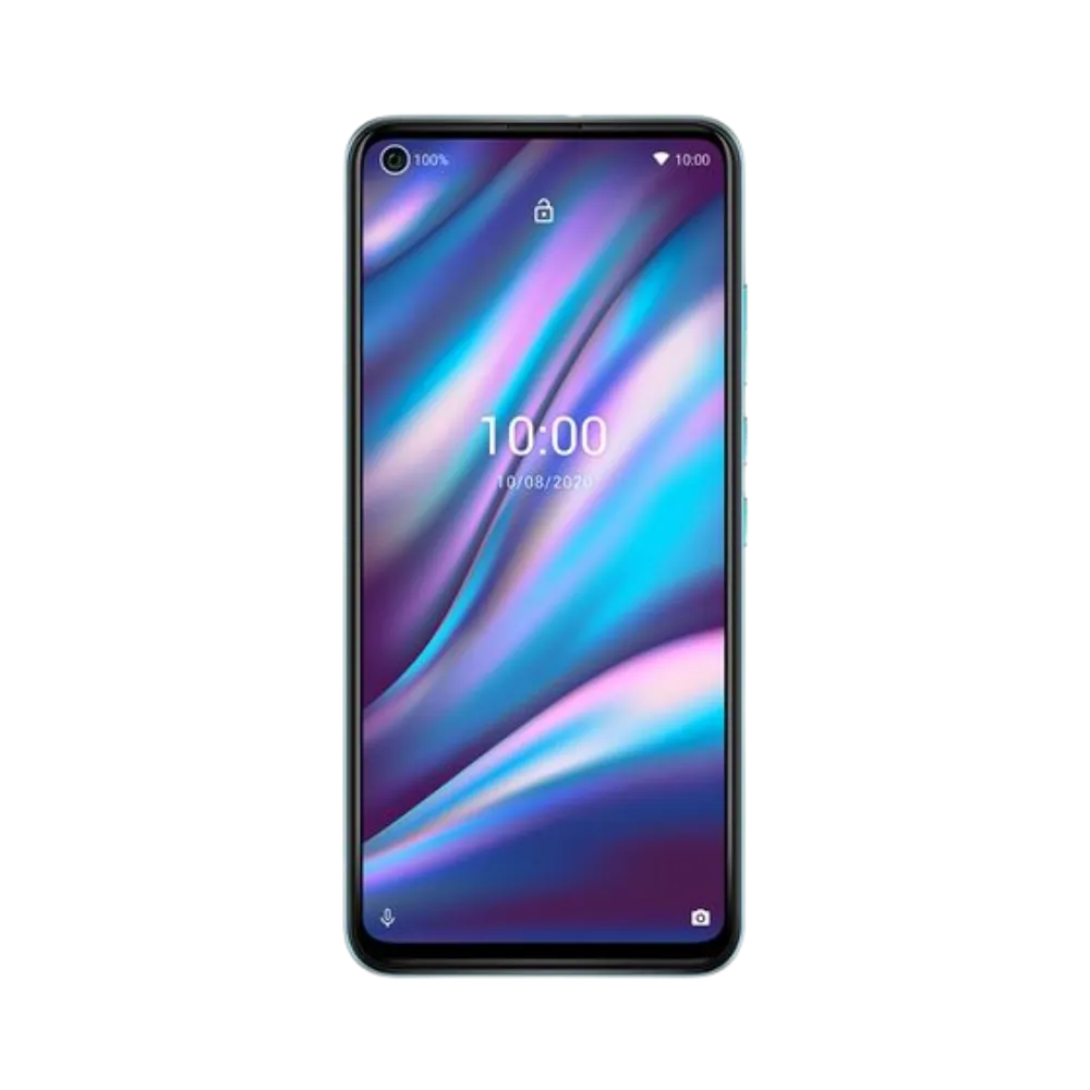 Vue avant du Wiko View 5 Plus bleu clair, remplacement écran original et diagnostic gratuit chez iTelier Lyon, réparation rapide avec garantie un an.