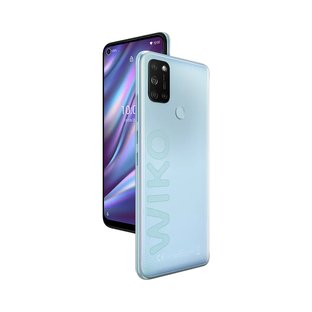 Wiko View 5 Plus bleu clair vu de face et de dos, réparation écran et batterie avec iTelier Lyon, service express, pièces d’origine garanties, envoi national sécurisé.